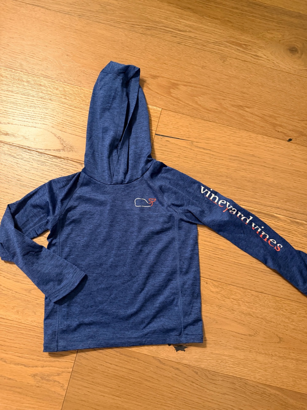 Vineyard Vines Kids Navy Blue Performance Hoodie with Logo Sleeve
